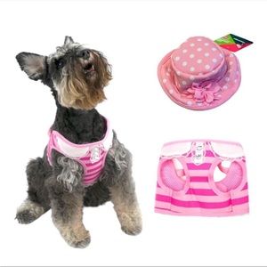 NWT Vibrant Life Harness Pink Striped With Lace Size XSmall free hat included